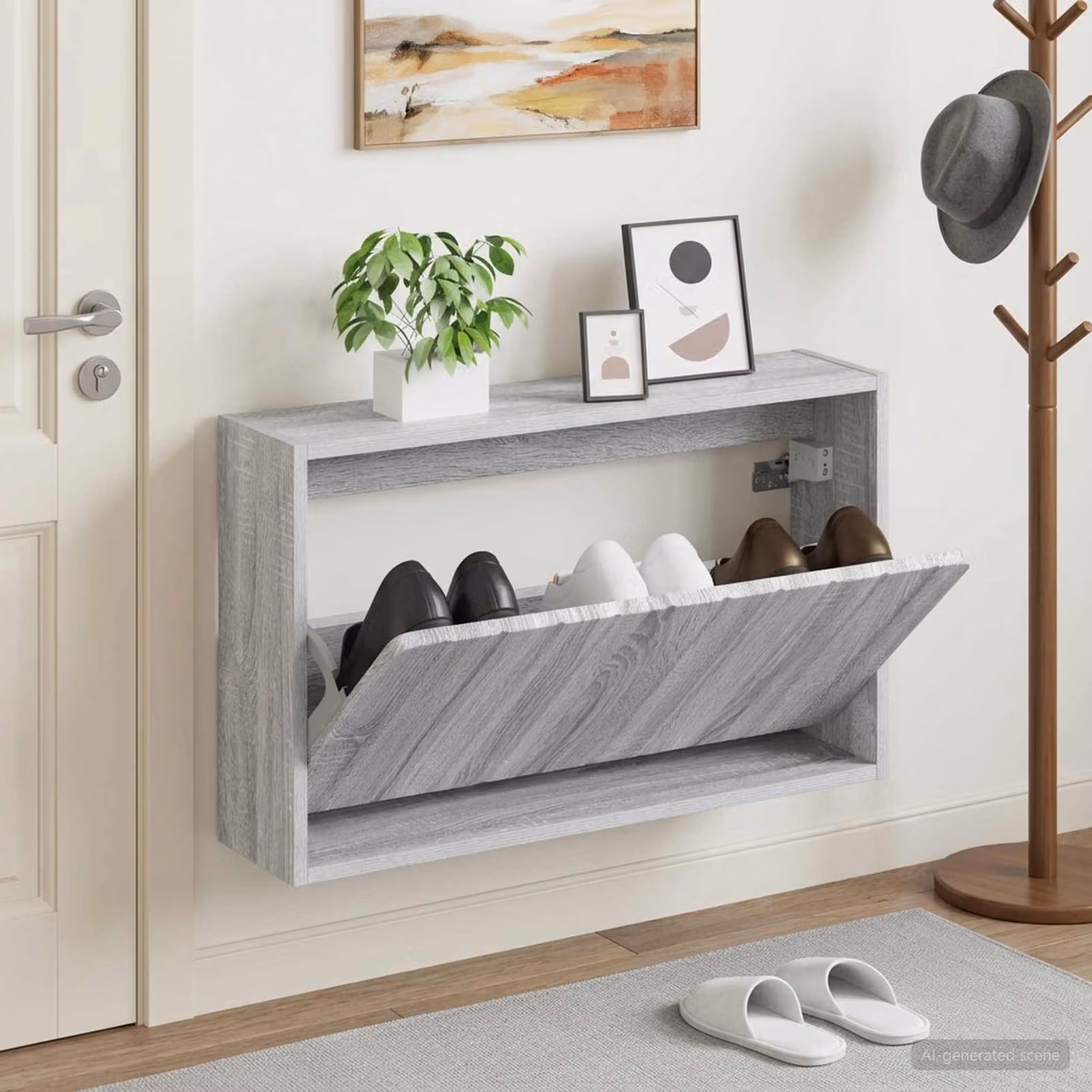 Mobiletto per scarpe da muro vidaXL ZWOLLE grigio opaco L: 71 cm, P: 43 cm, H: 17 cm