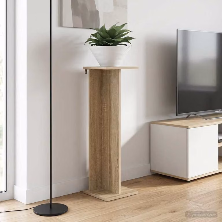Set di 2 supporti per piante vidaXL in legno color rovere sonoma, L/P/H: 25 x 25,5 x 80,5 cm