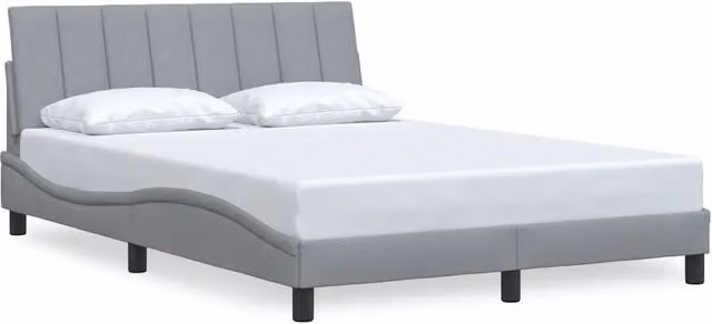 Letto matrimoniale | Letto per adulti | Giroletto senza Materasso Hanko Grigio Chiaro 140x190 cm Tessuto