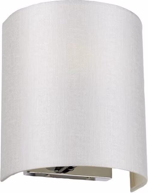 Applique Designer’s Lightbox cromata con paralume in tessuto beige e bianco, attacco E27, dimmerabile