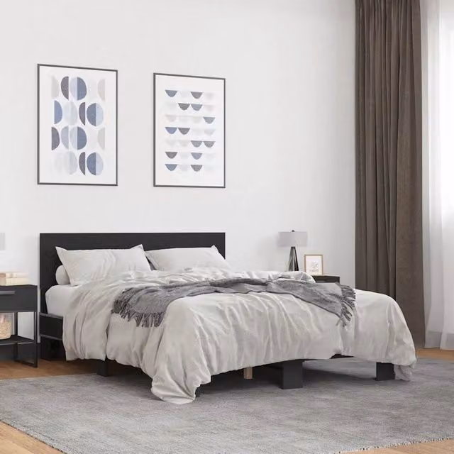 Letto matrimoniale moderno vidaXL in legno e metallo nero 120 x 200 cm – 1