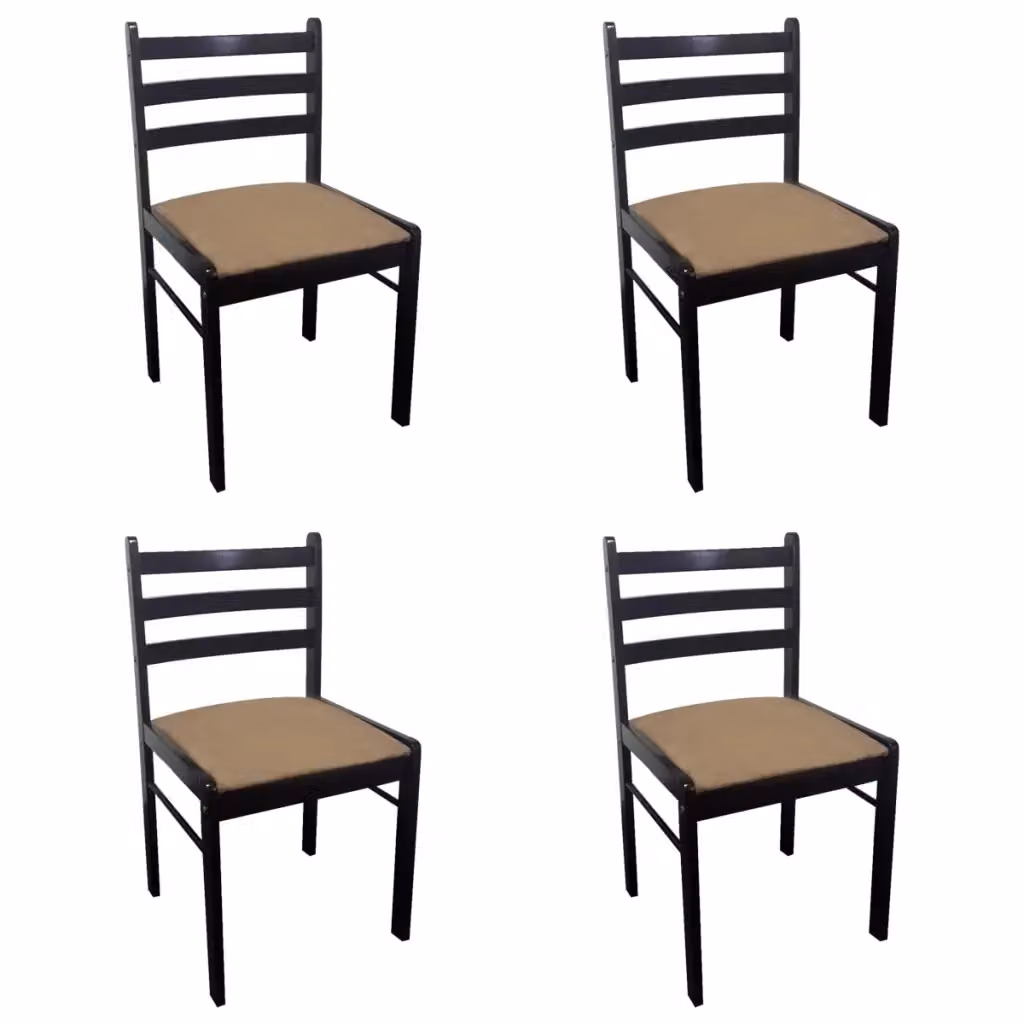 Set di 4 sedie da pranzo vidaXL in legno di Hevea e velluto marrone – 2