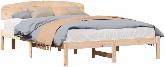 Letto matrimoniale Design In in pino massello naturale, stile minimalista, L: 160 cm x P: 200 cm x H: 105 cm (altezza totale 206,5 cm)