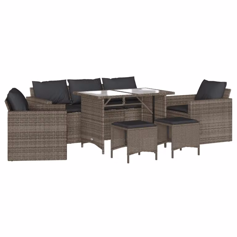 Set Divano da Giardino 6 pz con Cuscini Grigio in Polyrattan