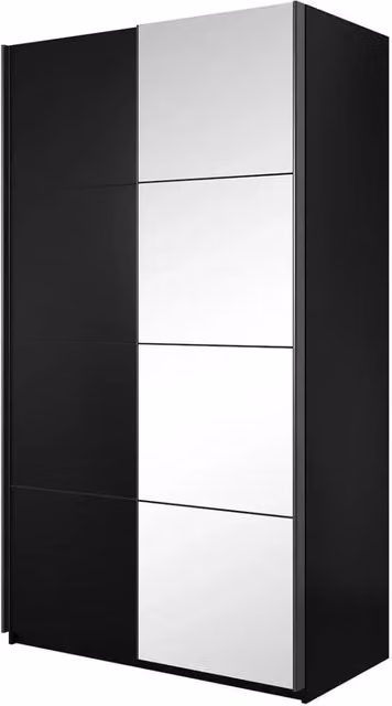 Armadio design 150cm. 2 porte con specchi modulari. Colore nero opaco. Collezione EOS