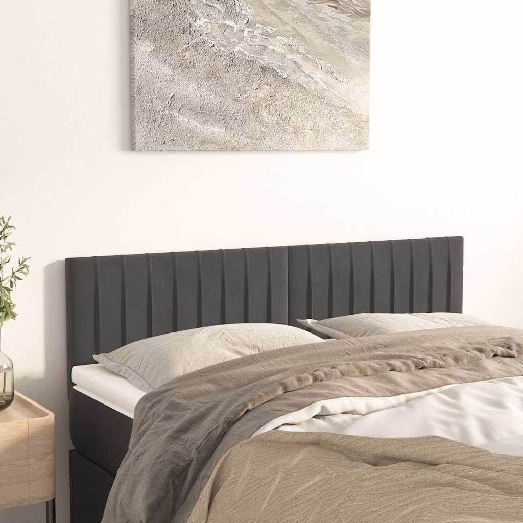 Testiera per letto vidaXL in velluto grigio scuro, L: 144 cm, P: 5 cm, H: 78-88 cm