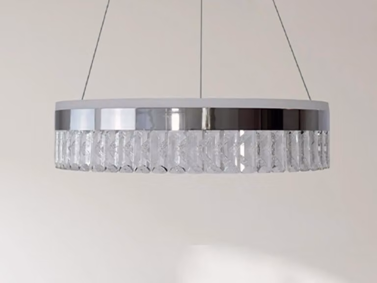 Lampadario a sospensione in cristallo con luci LED, telecomando e potenza di 90W - Modello TA2300/CH