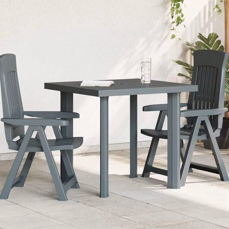 vidaXL Tavolo da giardino moderno in plastica verde e grigio L: 80 cm, P: 75 cm, H: 72 cm