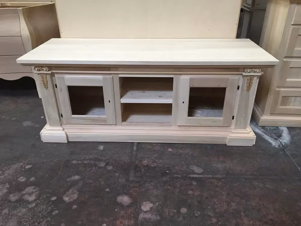 Porta TV Mobili 2G in legno grezzo stile arte povera con 2 ante L: 158 cm, P: 60 cm, H: 62 cm – 3