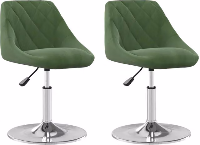Set di 2 sedie da pranzo girevoli a 360 gradi in velluto verde con struttura in metallo e plastica per cucina e sala da pranzo