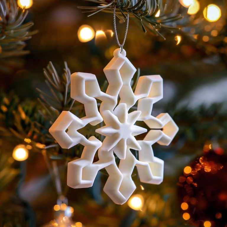 Decords Set: dieci decorazioni natalizie a forma di fiocco di neve, stampate in 3D. Larghezza: 5 cm