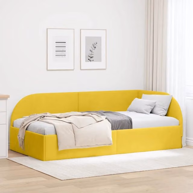 Cornice del letto ad angolo vidaXL in velluto giallo L 80 x P 200 cm