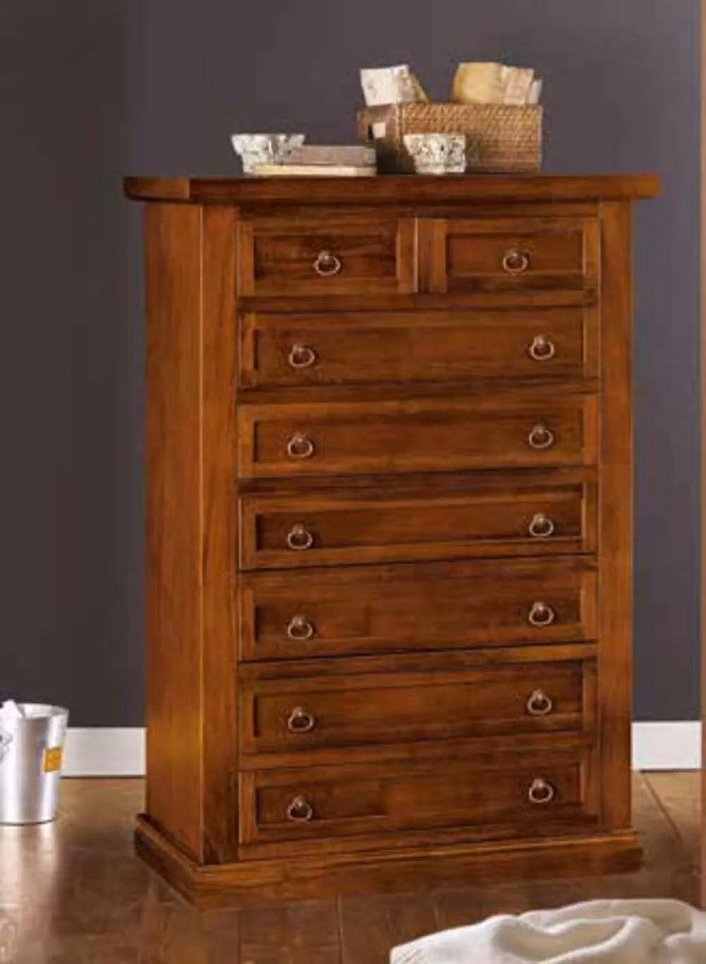 Cassettiera in legno di pino Mobili 2G colore marrone L: 87 cm, P: 45 cm, H: 127 cm – 2
