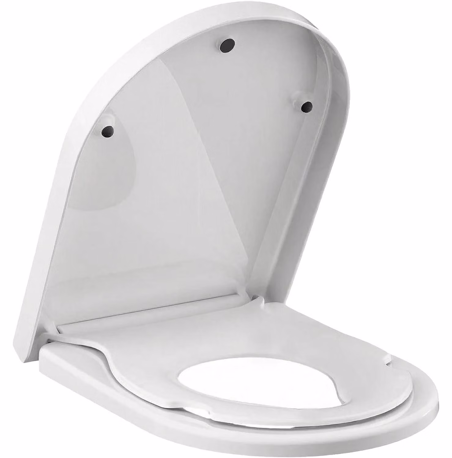 Copertura per WC a forma di D, realizzata in materiale UV-Duroplast, design standard a forma di D, compatibile con la maggior parte delle tazza del WC, sistema di chiusura rallentata, sedile per bambini integrato