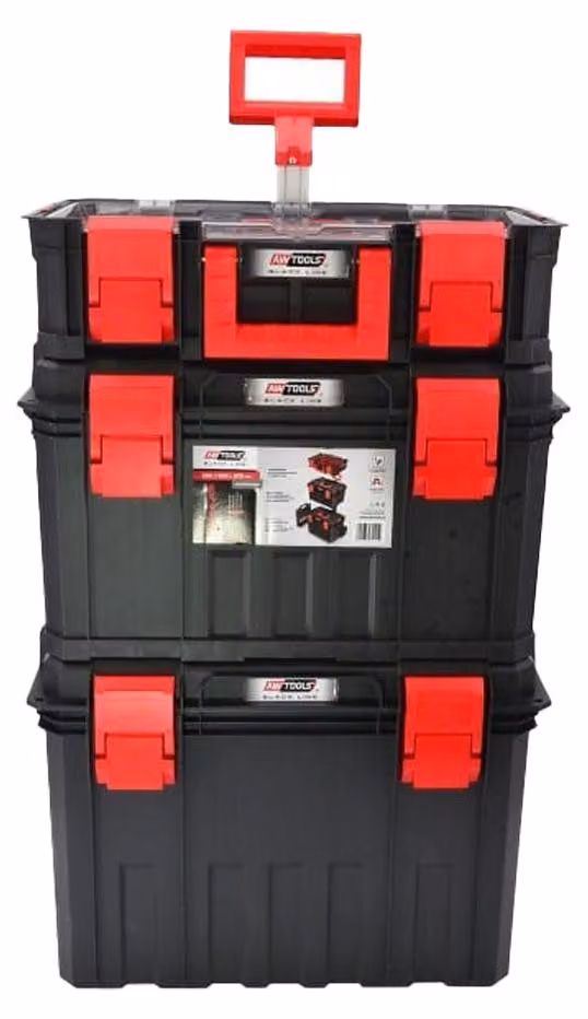 AW Tools - Cassetta degli attrezzi con rotelle AW2585 (83 cm x 35 cm x 53 cm) (nero/rosso)