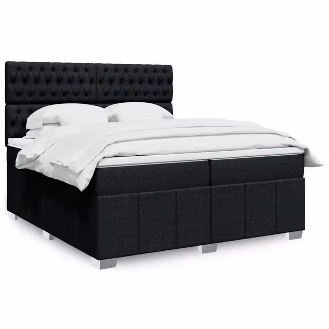 Letto Ibrido vidaXL con Giroletto a Molle e Materasso Nero e Bianco L/P: 200 x 200 cm