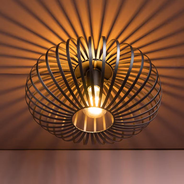 Lampada a soffitto, stile retrò, colore nero, diametro di circa 40 cm