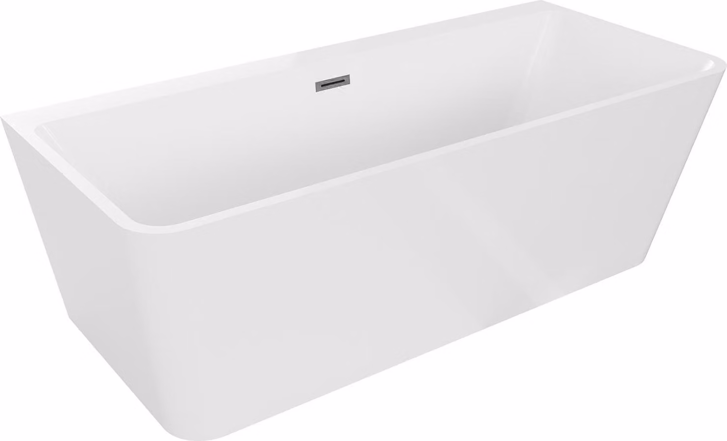 Mexen Volta vasca da bagno indipendente a parete 170 x 75 cm, bianca, troppopieno grigio canna di fucile spazzolato