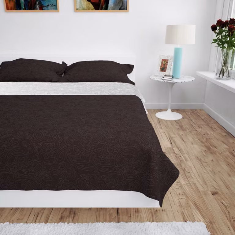 The Living Store Copriletto trapuntato double-face 220 x 240 cm crema e marrone