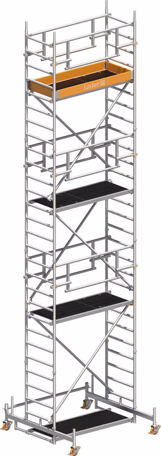 Ponteggio mobile Layher Uni Leicht P2 Safety Plus con doppia ringhiera 8,26 m AH