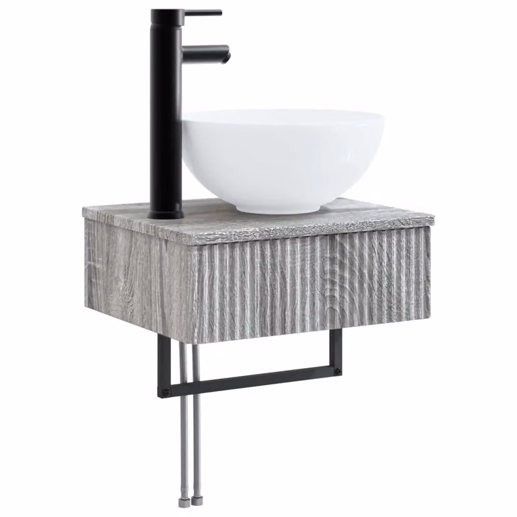 Lavabo da parete vidaXL grigio in MDF L: 40 cm, P: 35 cm, H: 39 cm – 2