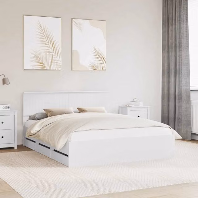 Struttura del letto-Giroletto-Rete del Letto Bianco 160 x 200 cm Legno Ingegnerizzato 224682