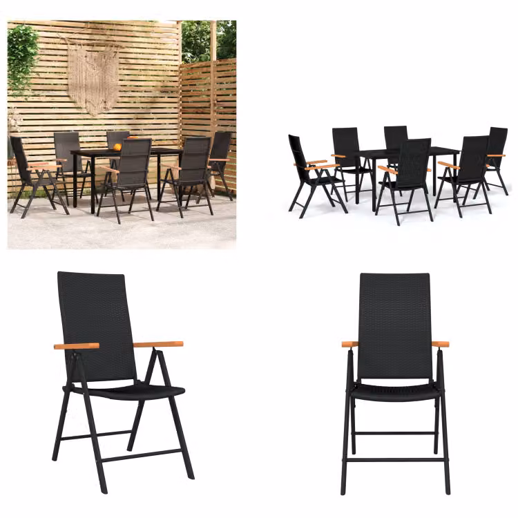 vidaXL Set da pranzo da giardino 7 pezzi nero - Set da pranzo da giardino - Set da pranzo da giardino - Set da pranzo - Set da salotto