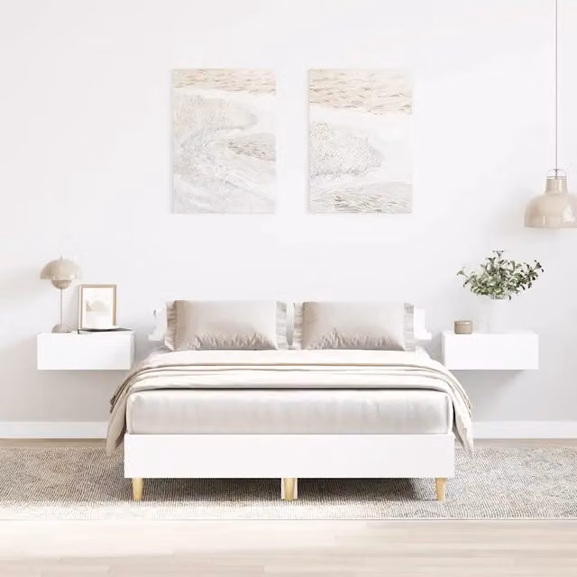 Giroletto vidaXL in legno multistrato bianco senza materasso L/P/H: 193 x 138 x 25 cm