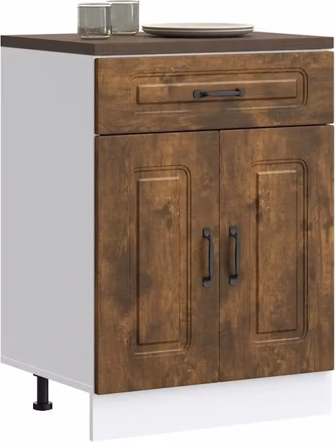 Base da cucina vidaXL in legno marrone con ante a battente stile rustico L: 60 cm, P: 46 cm, H: 81,5 cm