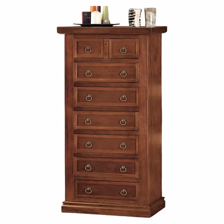 Cassettiera con 8 cassetti in legno di pino Mobili2g colore marrone L: 63 cm, P: 25 cm, H: 127 cm