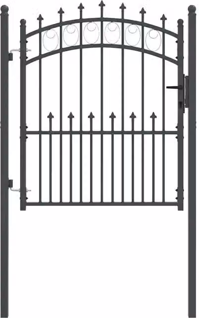 Cancello per recinzione a battente Emmen con punte in acciaio, colore antracite, L: 125 cm, H: 100 cm – 1
