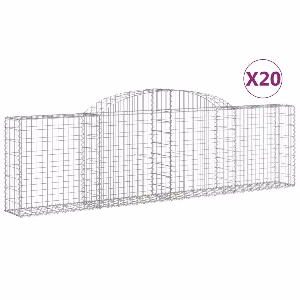 Set di 20 Cesti Gabbioni ad Arco Videx in Acciaio Zincato Argento L: 300 cm, P: 30 cm, H: 80-100 cm – 2