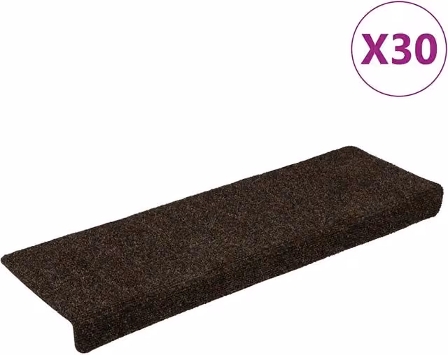Set di 30 tappetini autoadesivi per scale DESIGN IN, colore marrone, forma rettangolare, L: 65 cm, P: 21 cm, H: 4 cm