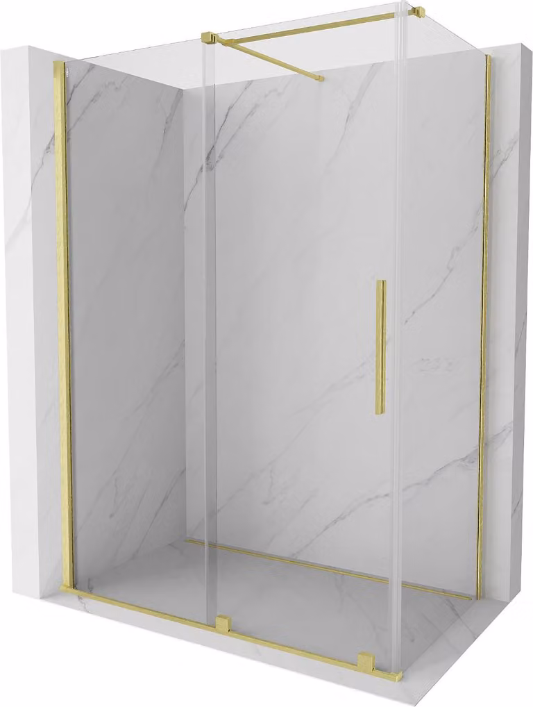 Mexen Velar cabina doccia scorrevole 150 x 70 cm, trasparente, oro spazzolato - 871-150-070-01-55