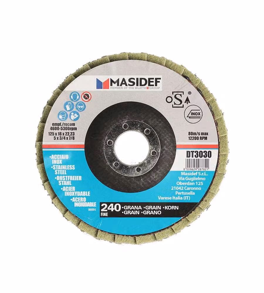 Disco abrasivo lamellare D.125x18mm gr 240 per inox