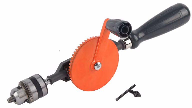 Trapano a manovella portatile da 3/8 di pollice, mini-modello manuale con doppia cremagliera per legno e plastica