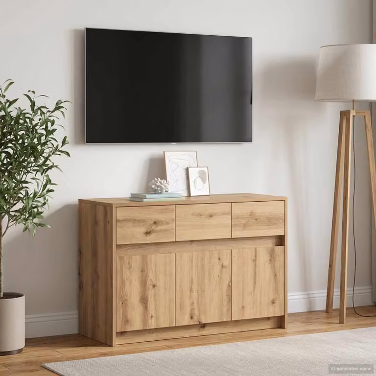 Mobile TV moderno vidaXL in legno Rovere Artigianale marrone L 91 cm x P 34 cm x H 61 cm