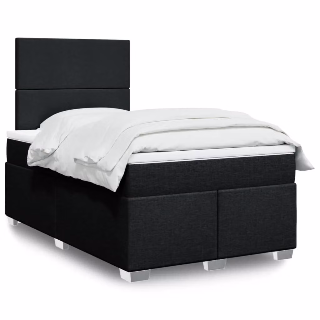 vidaXL Giroletto a Molle con Materasso Ibrido in Tessuto Nero L/P/H: 120 x 200 x 150,5 cm