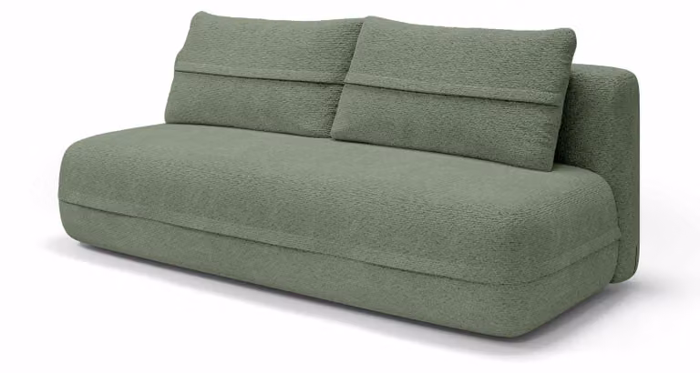 Divano letto Lento, colore grigio, con elementi decorativi a forma di erbe