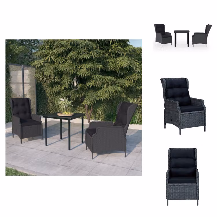 vidaXL set da pranzo da giardino 3 pezzi grigio scuro - Set di mobili da giardino