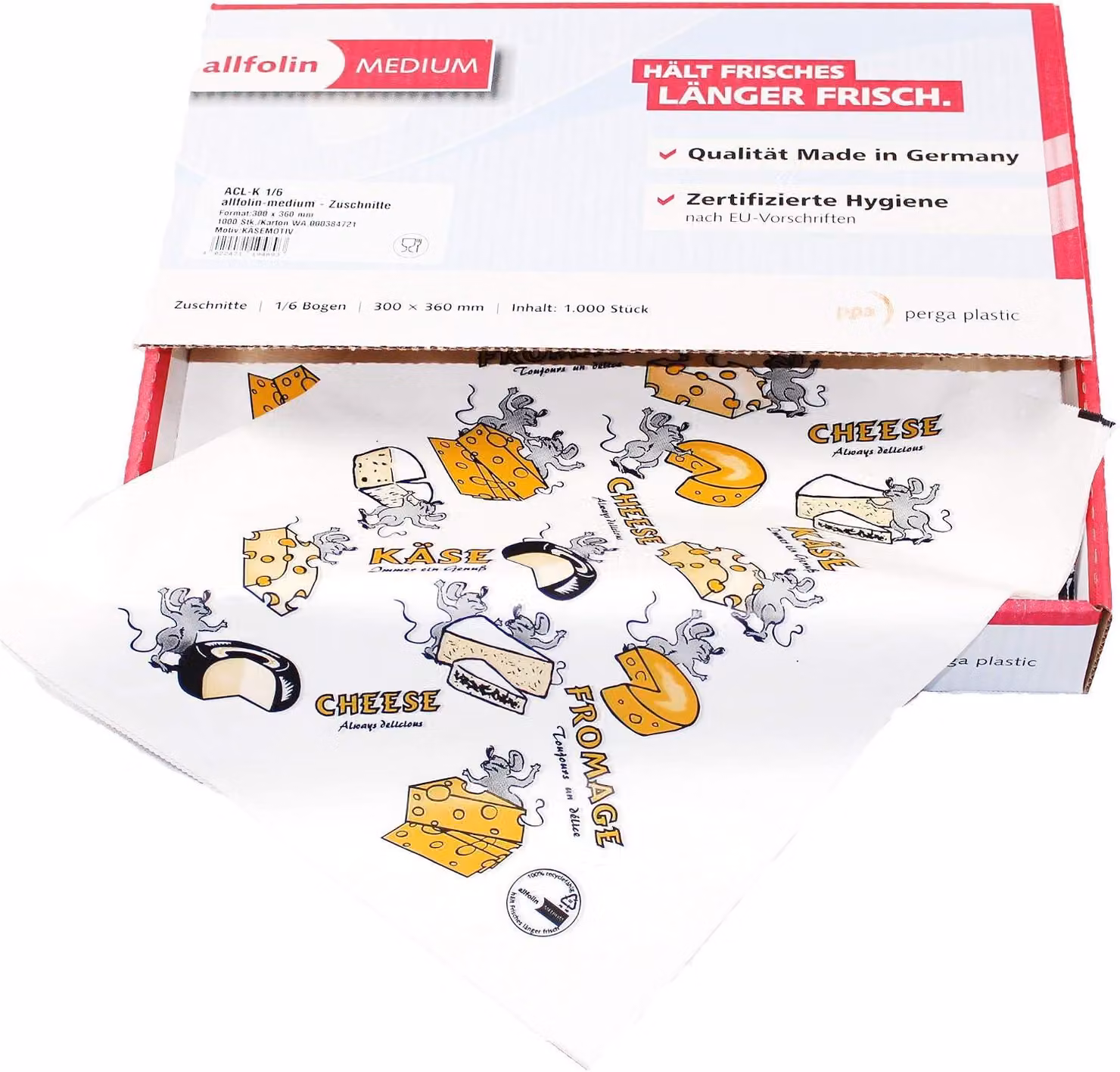 Carta per alimenti in cera, dimensioni 300 x 360 mm, 1000 fogli, ideale per la cucina