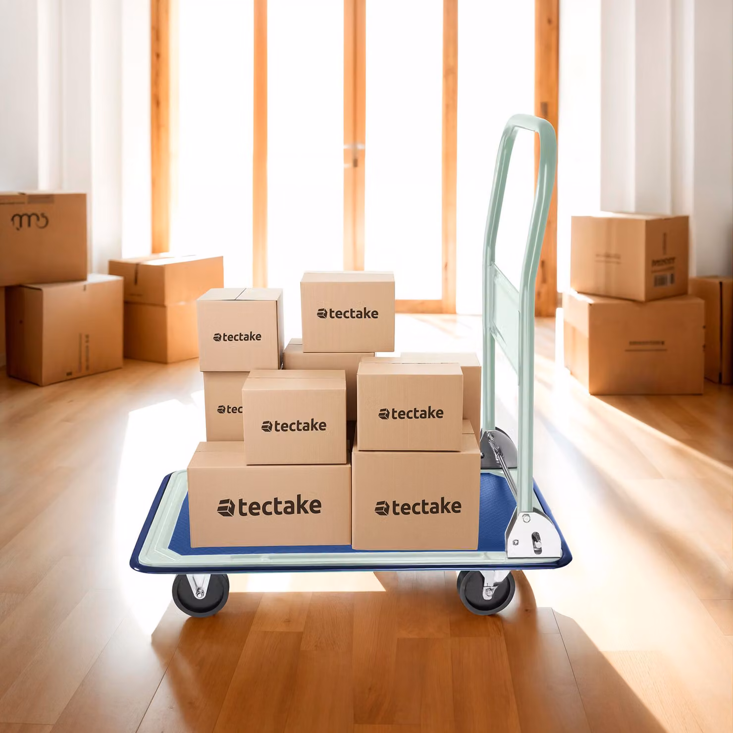 Carrello con pianale pieghevole tectake in acciaio bianco con portata massima 150 kg – 3