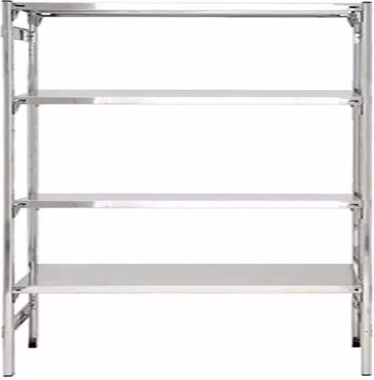 Scaffale professionale in acciaio inox silver con ganci di CASTELLANI SHOP, L/P/H: 180 x 50 x 180 cm