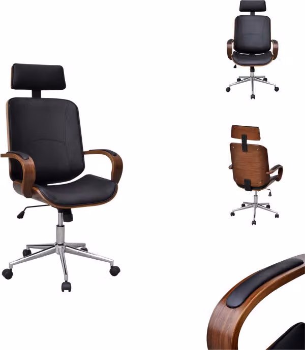 vidaXL Sedia da ufficio girevole con poggiatesta in Pelle finta bentwood - Sedie da ufficio