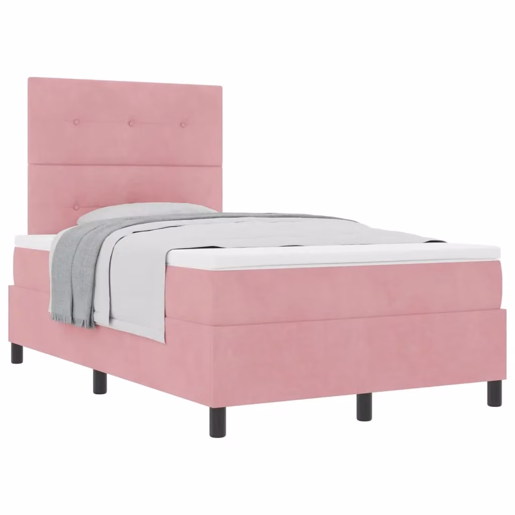 Letto a molle con testiera vidaXL in velluto rosa L: 120 cm, P: 200 cm – 2