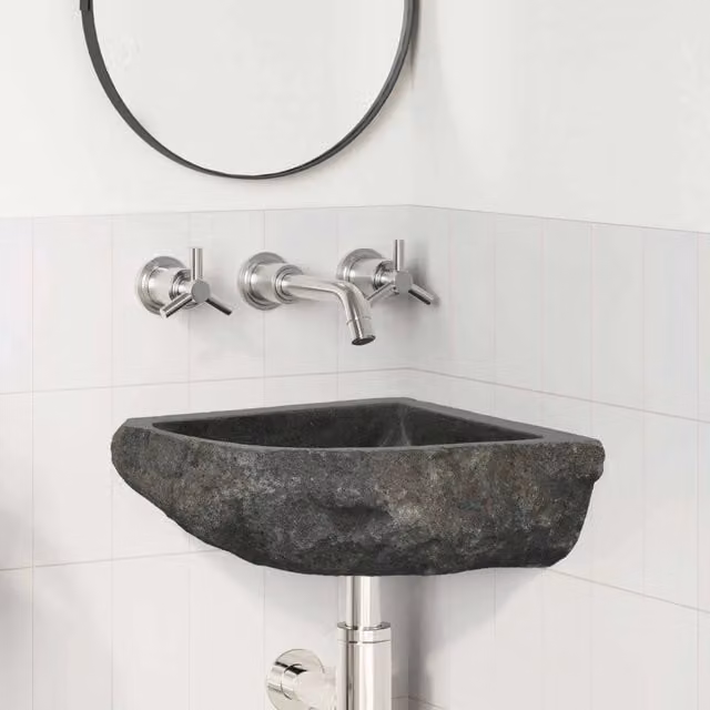 Lavabo ad angolo sospeso-Lavandino-Lavello Grigio (30-37) x (30-37) x 12 cm