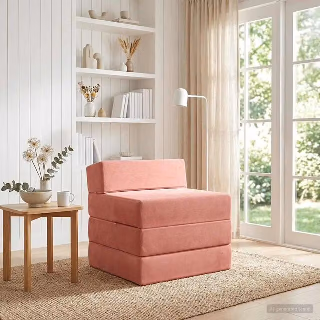 Divano Letto Pieghevole vidaXL in Velluto Rosa per Soggiorno e Camera da Letto L: 200 cm, P: 70 cm, H: 63 cm – 1