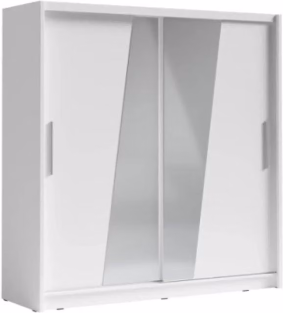 Armadio 2 porte scorrevoli con specchio obliquo 205 cm - bianco - Collezione BAHIA