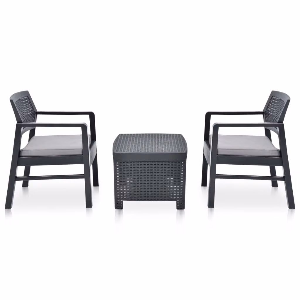 set 3 pezzi da giardino in plastica antracite