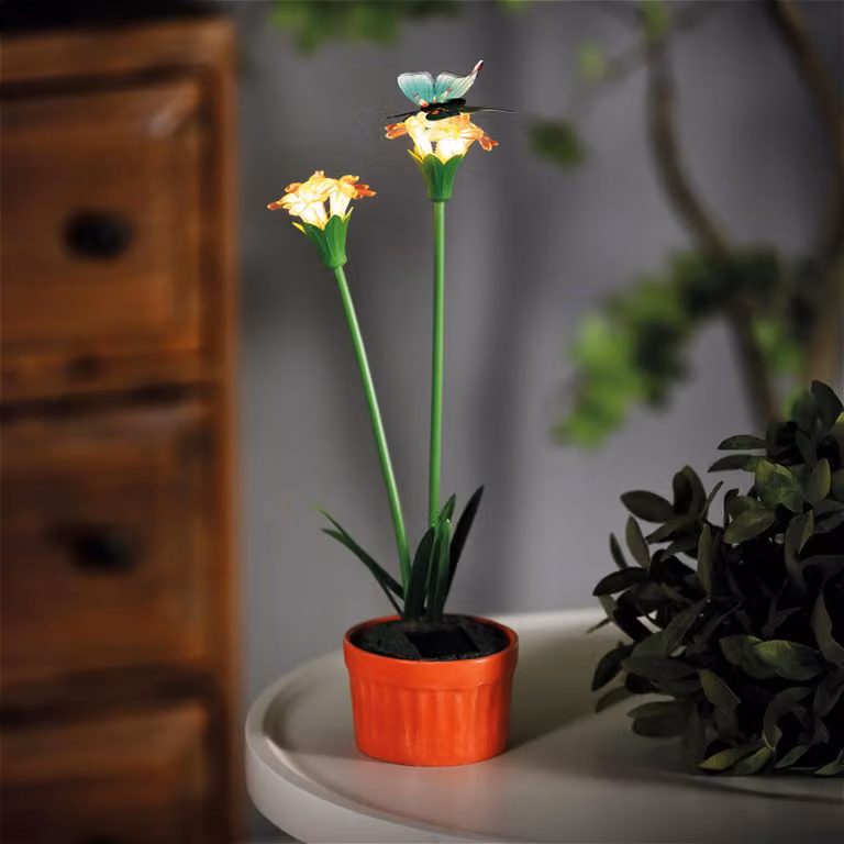 Fiore da giardino colorato alimentato a energia solare – Rosso – 10 LED bianchi caldi – 32 cm – Lampadina alimentata a energia solare – Si accende automaticamente al tramonto – Illuminazione decorativa da esterno per giardino e balcone [11735B]